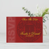 carte d'invitation de mariage chinois RSVP save th (Debout devant)
