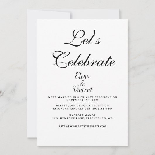 Carte d'invitation de mariage CLASSIQUE simple (Devant)