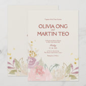 Carte d'invitation de mariage classique sur le thè (Devant / Derrière)