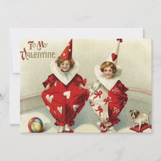Carte d'invitation de mariage Clown Enfants Chien (Devant)