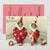 Carte d'invitation de mariage Clown Enfants Chien (Devant / Derrière)