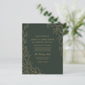 Carte d'invitation de mariage Code QR Vert Or à pe (Debout devant)