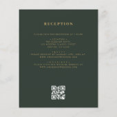 Carte d'invitation de mariage Code QR Vert Or à pe (Dos)