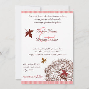 Carte d'invitation de mariage Coral Burgundy Red L