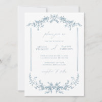 Carte d'invitation de mariage Cottage Bleu Poussié