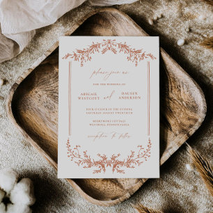 Carte d'invitation de mariage Cottage en Terracott