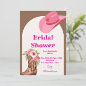 carte d'invitation de mariage cowboy floral rose (Debout devant)