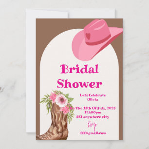 carte d'invitation de mariage cowboy florale rose