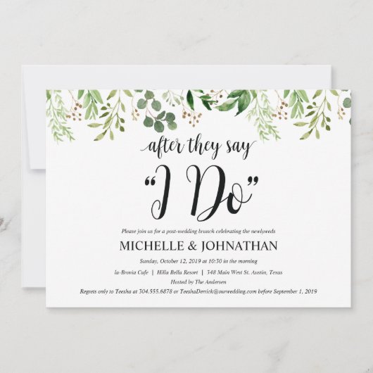 Carte d'invitation de Mariage de Brunch Green Post (Devant)