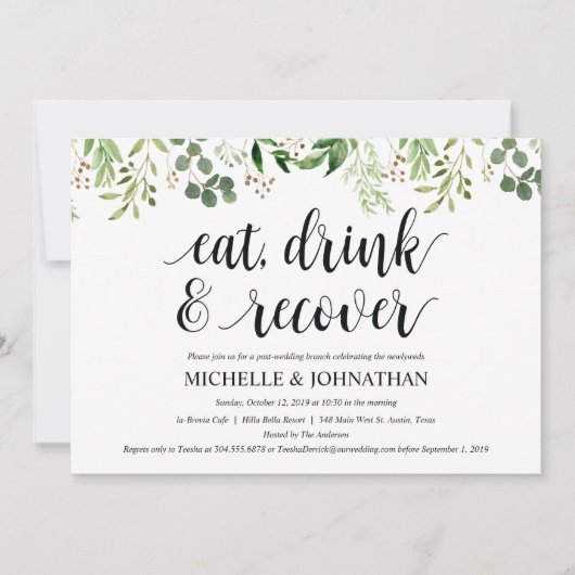 Carte d'invitation de Mariage de Brunch Green Post (Devant)