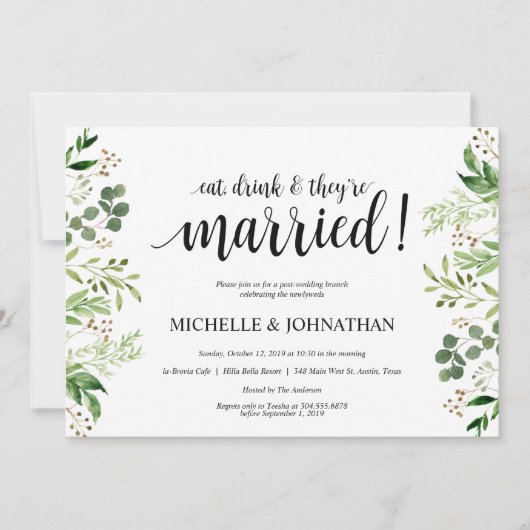 Carte d'invitation de Mariage de Brunch Green Post (Devant)