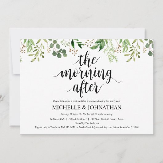 Carte d'invitation de Mariage de Brunch Green Post (Devant)