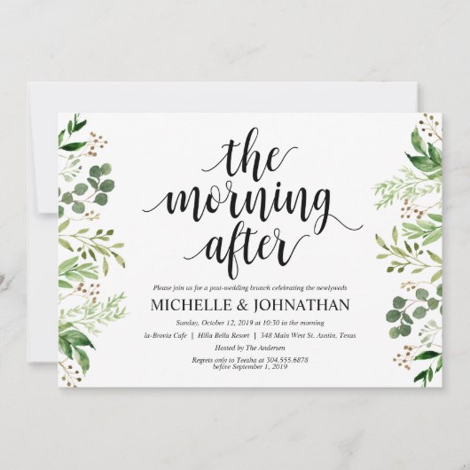 Carte d'invitation de Mariage de Brunch Green Post (Devant)