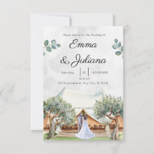 carte d'invitation de mariage de fugue en montagne