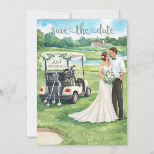 Carte d'invitation de mariage de golf avec mariée