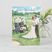 Carte d'invitation de mariage de golf avec mariée (Debout devant)