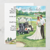 Carte d'invitation de mariage de golf avec mariée (Devant / Derrière)
