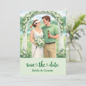 Carte d'invitation de mariage de golf avec mariée (Debout devant)