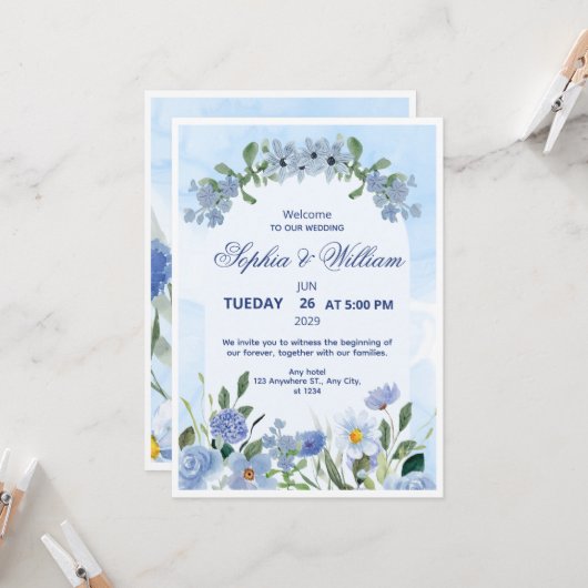 Carte d'invitation de mariage de luxe (Devant/Arrière en situation)