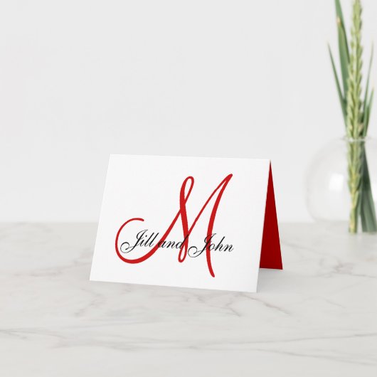 Carte d'invitation de mariage de Noël rouge monogr (Devant)