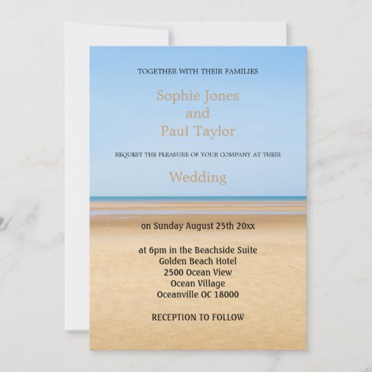 Carte d'invitation de mariage de plage (Devant)