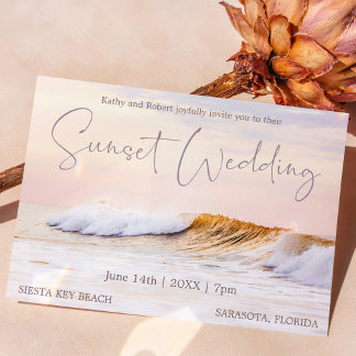 CARTE D'INVITATION DE MARIAGE DE PLAGE | VAGUES OC
