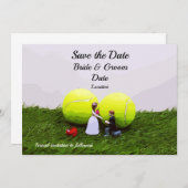 Carte d'invitation de mariage de tennis avec marié (Devant / Derrière)