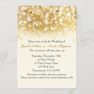 Carte d'invitation de mariage de vacances dorée sc