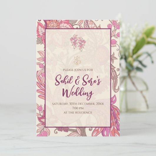 Carte d'invitation de mariage Desi Invitation de m (Debout devant)