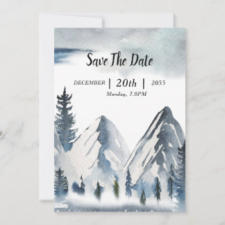 Carte d'invitation de mariage d'hiver aquarelle de