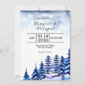 Carte d'invitation de mariage d'hiver Mountain Tre (Devant)
