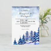 Carte d'invitation de mariage d'hiver Mountain Tre (Debout devant)