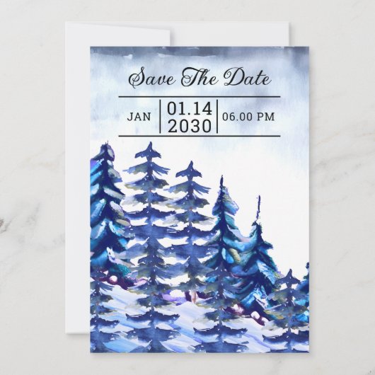 Carte d'invitation de mariage d'hiver Mountain Tre (Dos)