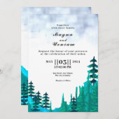 Carte d'invitation de mariage d'hiver Paysage de m (Devant / Derrière)