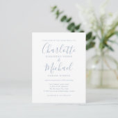 Carte d'invitation de mariage Dusty Blue avec scri (Debout devant)