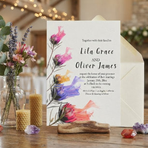 Carte d'invitation de mariage Élégance Fleur en Fe