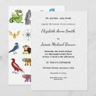 Carte d'invitation de mariage Élégant Classique Mi