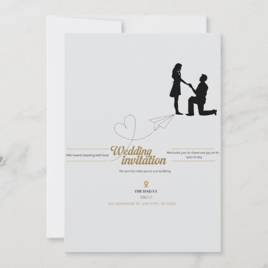 Carte d'invitation de mariage élégante (Devant)