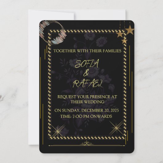CARTE D'INVITATION DE MARIAGE ÉLÉGANTE (Devant)