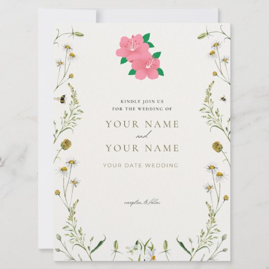 Carte d'invitation de mariage élégante (Devant)
