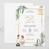 Carte d'invitation de mariage élégante (Devant / Derrière)
