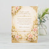 Carte d'invitation de mariage élégante à fleurs en (Debout devant)