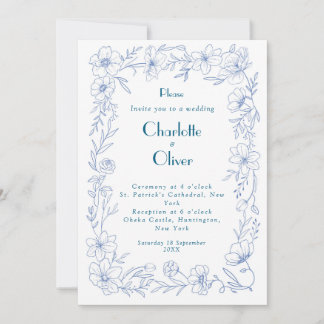 Carte d'invitation de mariage élégante à motif flo