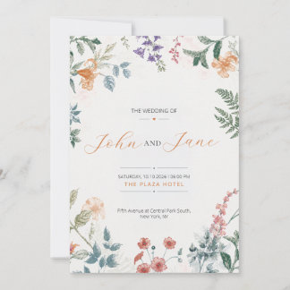 Carte d'invitation de mariage élégante botanique f