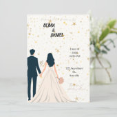 Carte d'invitation de mariage élégante et romantiq (Debout devant)