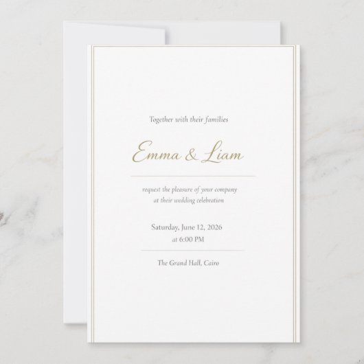 Carte d'invitation de mariage élégante – Luxe mini (Devant)