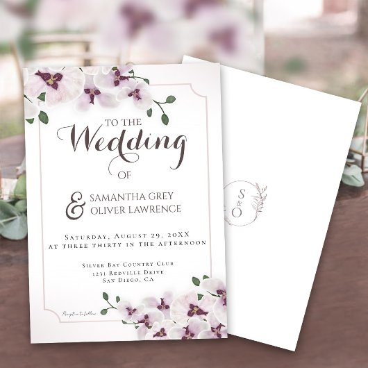 Carte d'invitation de mariage Élégante Orchidée