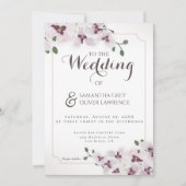 Carte d'invitation de mariage Élégante Orchidée (Devant)