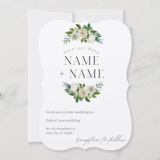 Carte d'invitation de mariage élégante pour sauver (Devant)