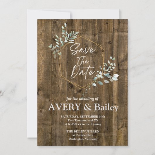 Carte d'invitation de mariage élégante rustique eu (Devant)